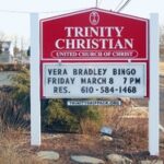 Sign and message board for Trinity Christian